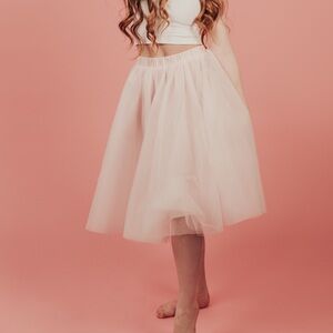Pink Tulle midi Skirt